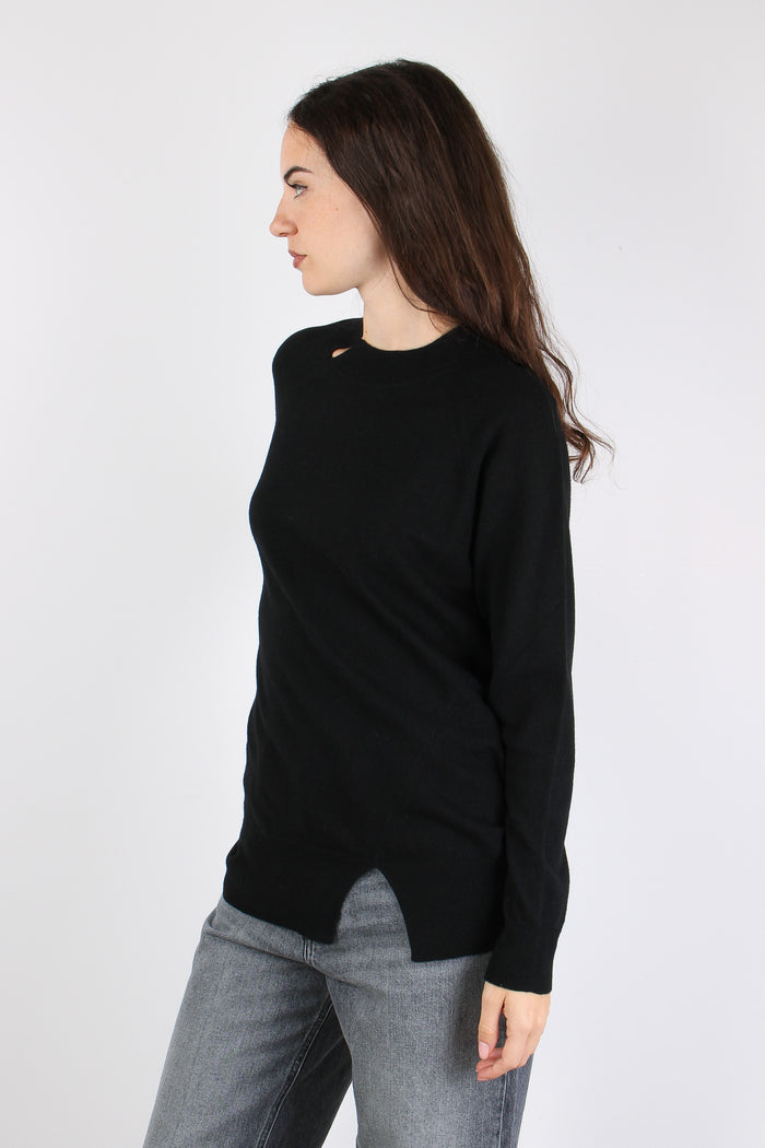Maglia Misto Lana Spacco Nero-7