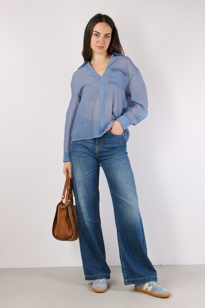 Camicia Mussola Riga Polvere/beige