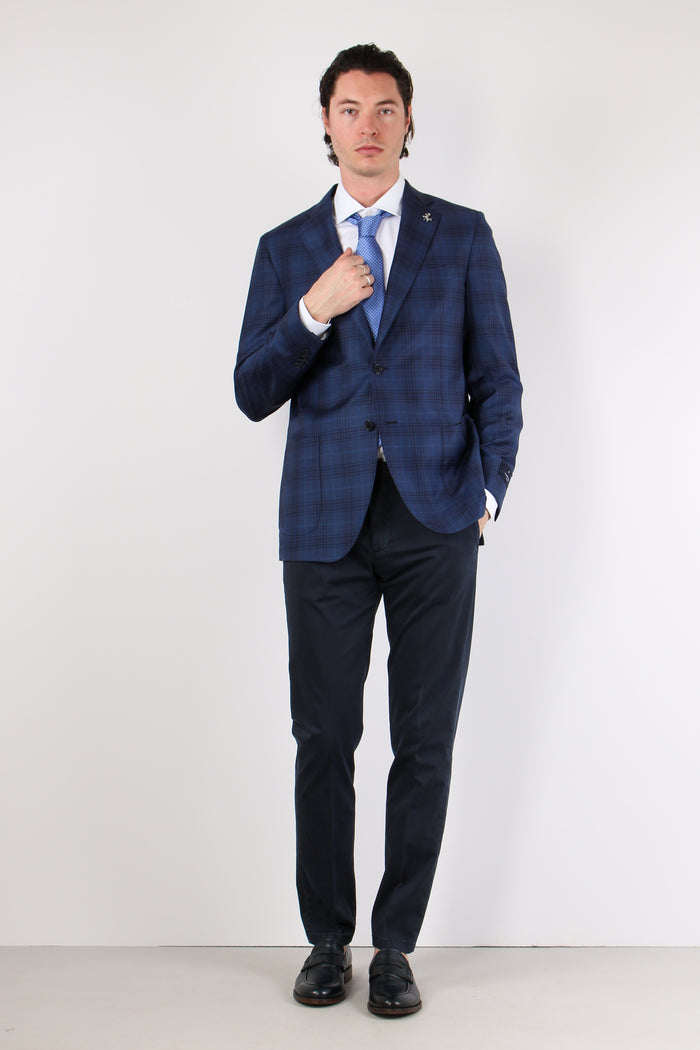 Giacca Check Fresco Lana Nero/blu-3