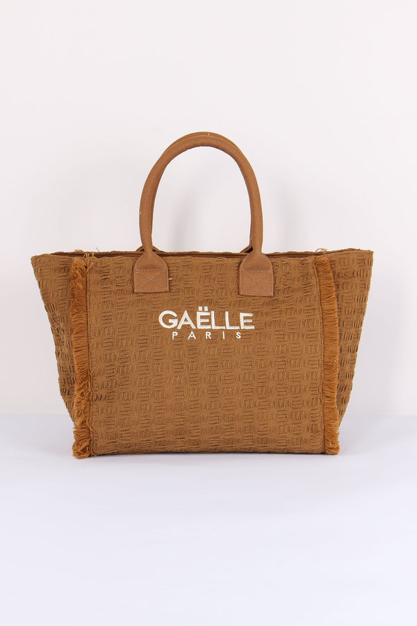 Maxi Tote Frange Ricamo Moka
