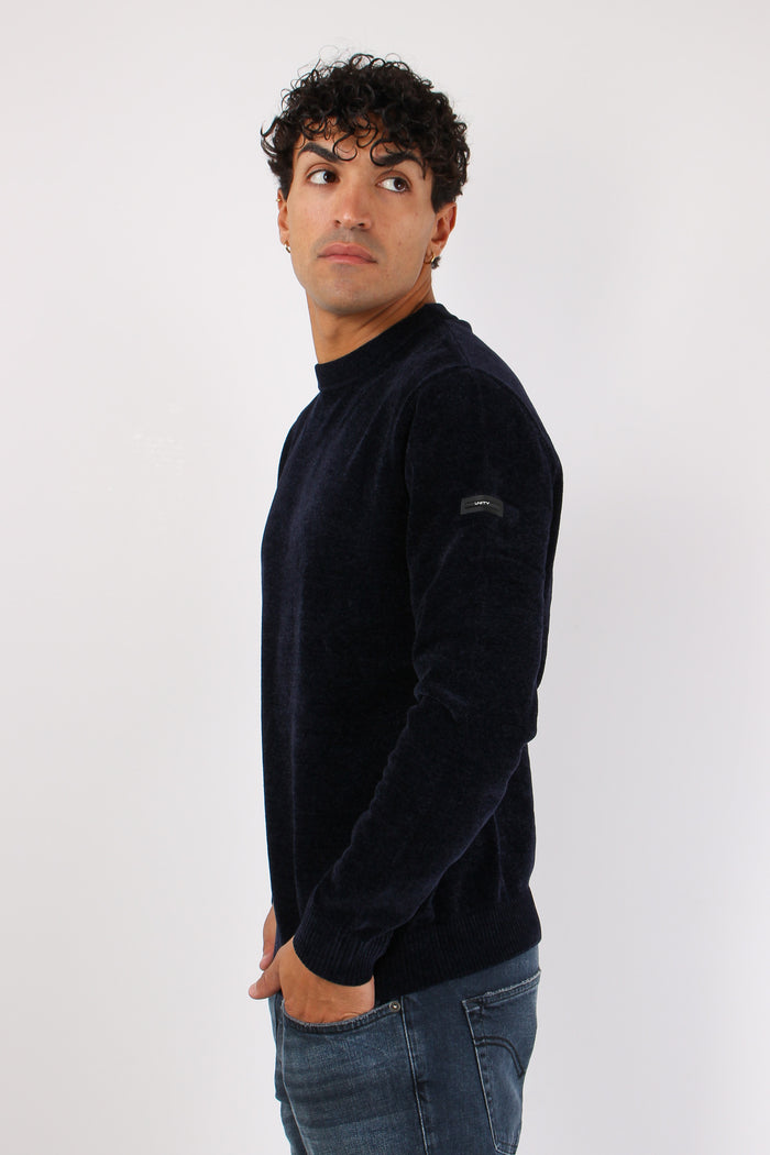 Maglia Girocollo Ciniglia Blu Navy-5
