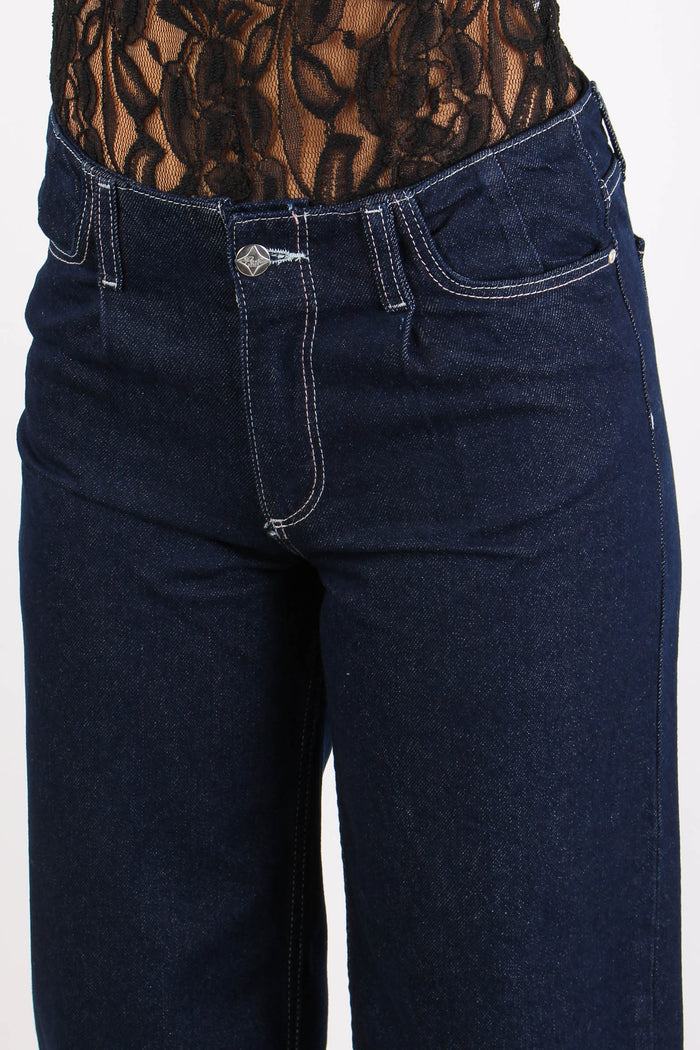 Denim Palazzo No Cinturino Denim Scuro-5