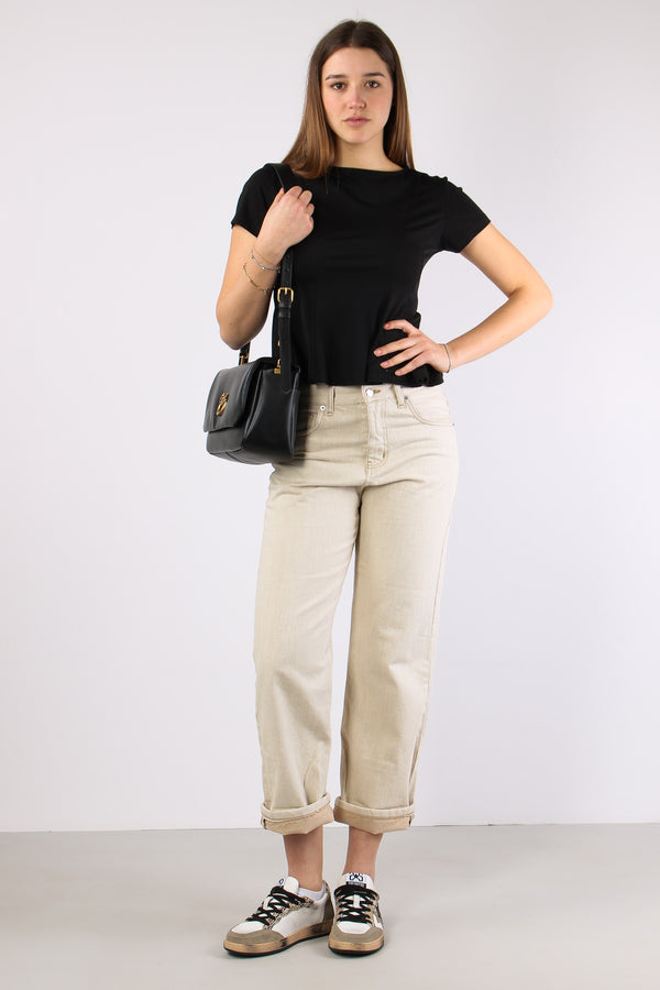 Denim Risvolto Effetto Lino Naturale