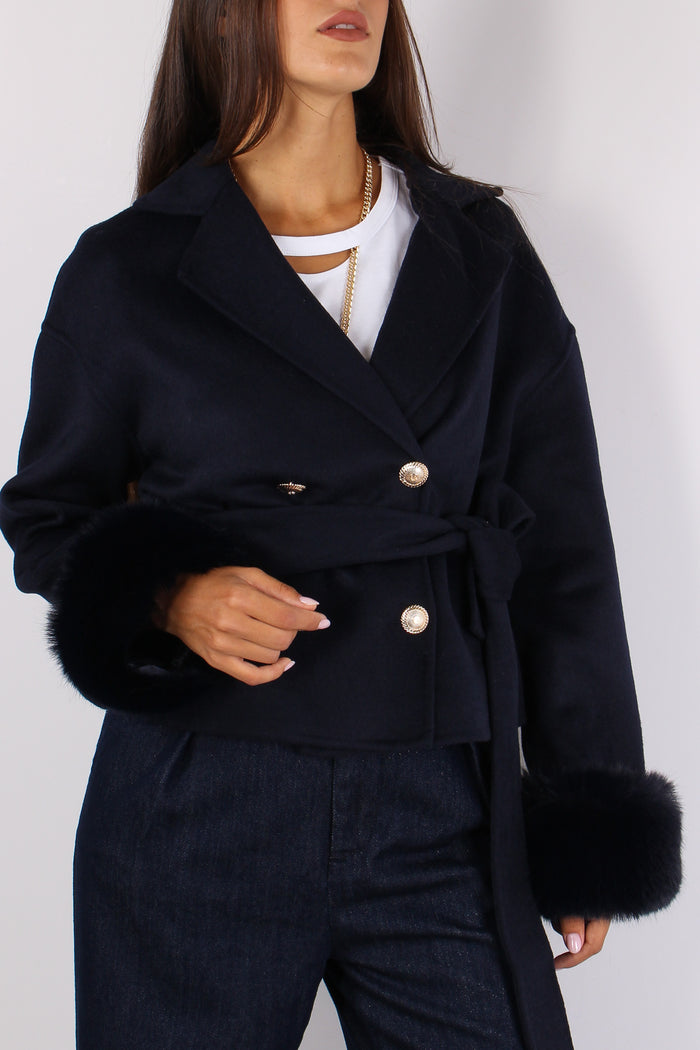 San_paolo Cappotto Corto Bordi Total Blu-4