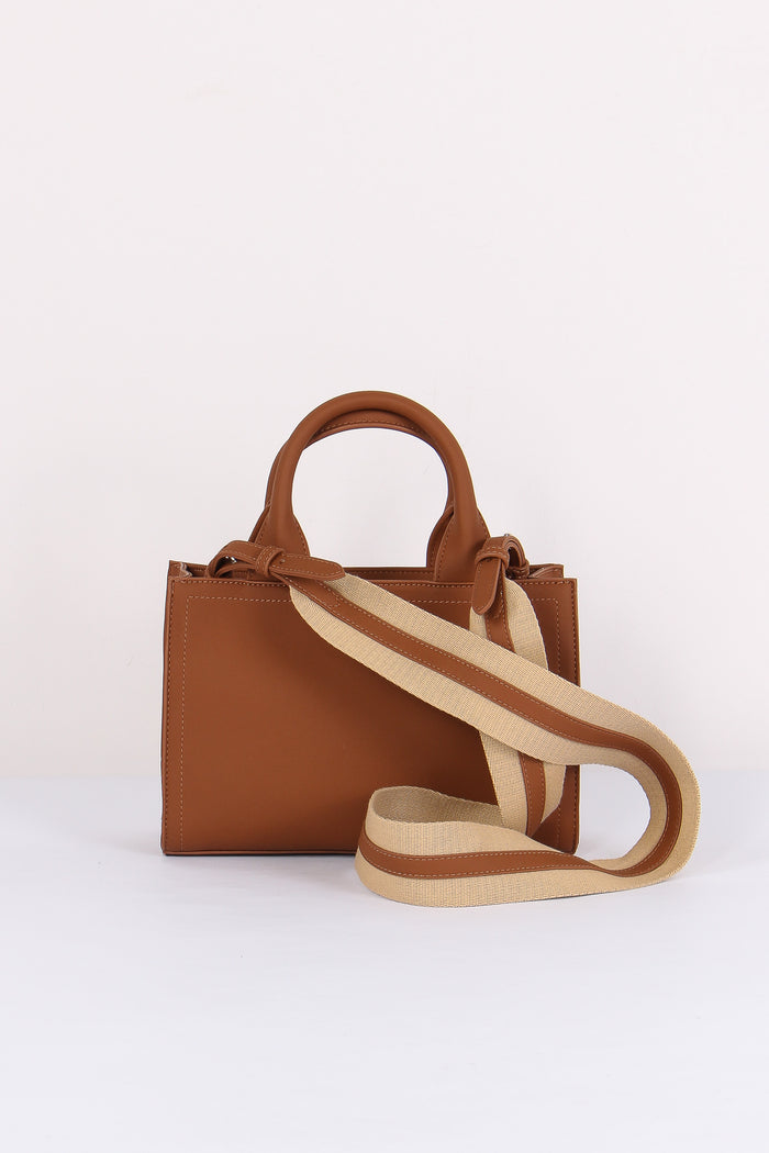 Mini Shopping Rigida Lettering Cuoio-3