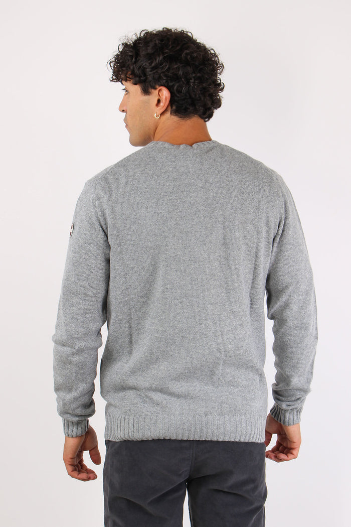 Pullover Basico Logo Grigio Melange-5