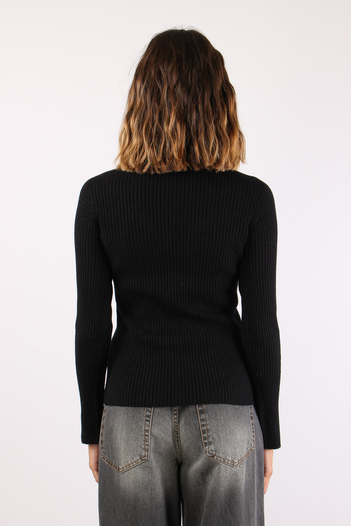 Maglia Costina Pizzo Polsi Nero-5
