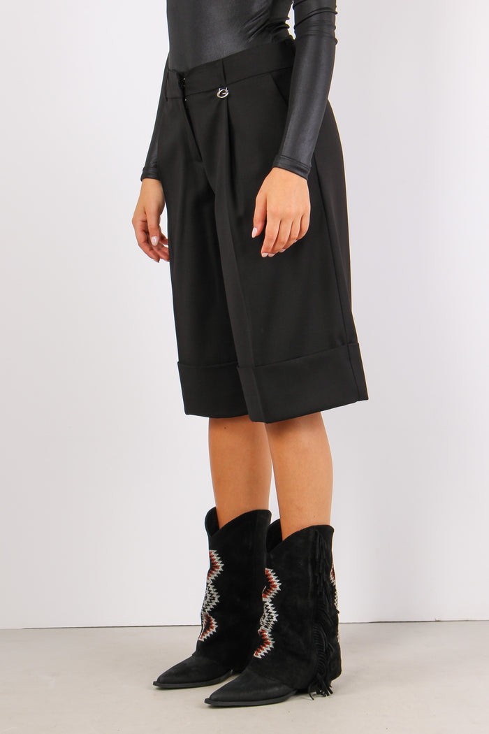 Bermuda Flanella Risvolto Nero-3