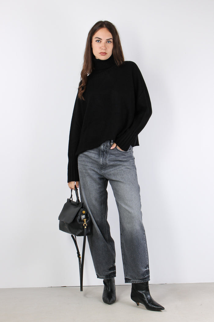 Maglia Collo Alto Viscosa Nero-7