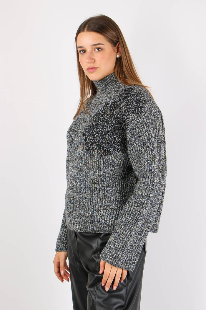 Maglia Collo Alto Nero/star White-4