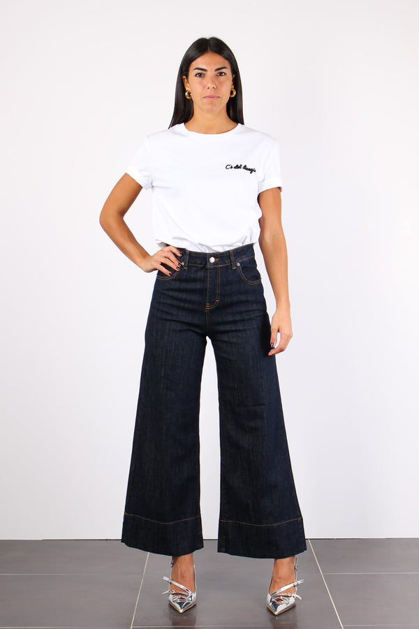 Jeans Crop Orlo Alto Denim Scuro