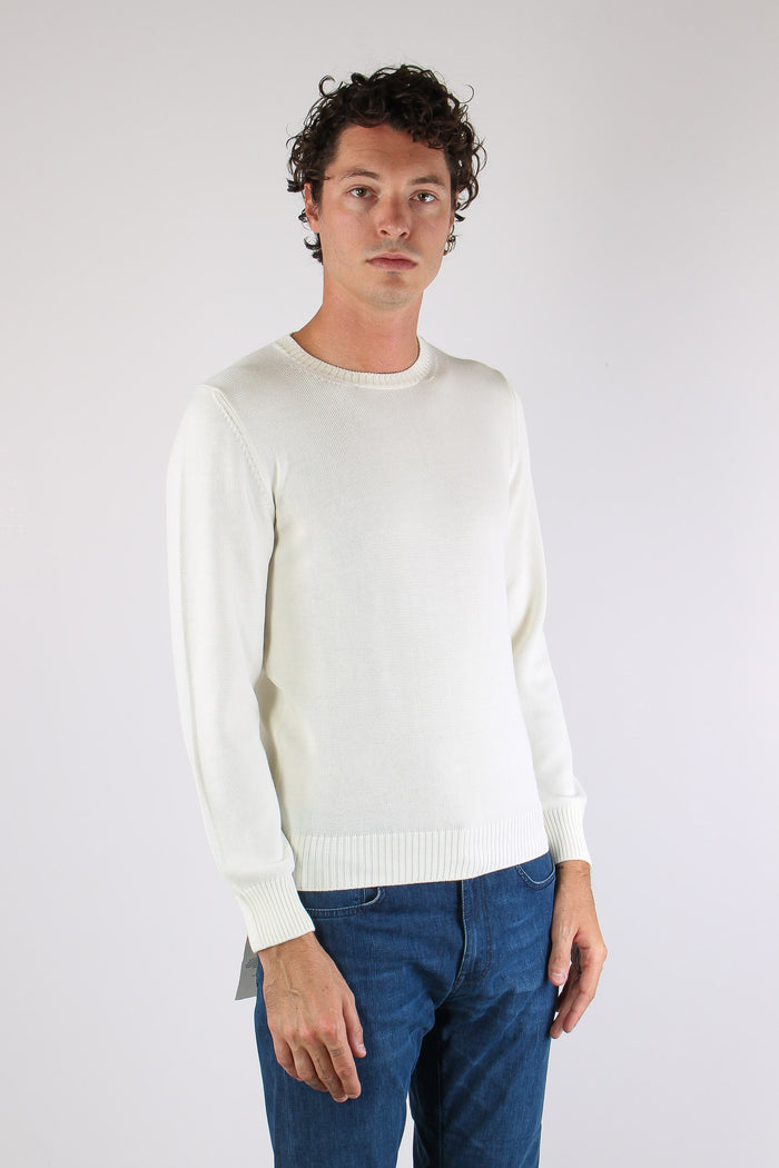 Maglia Girocollo 2 Fili 100% Cotone Panna-7