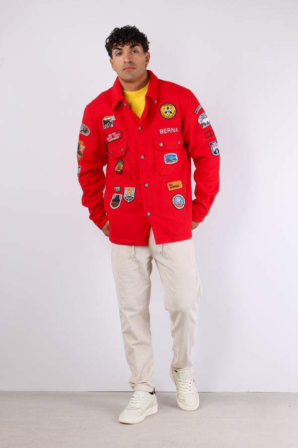 Giacca Misto Lana Patch Rubino