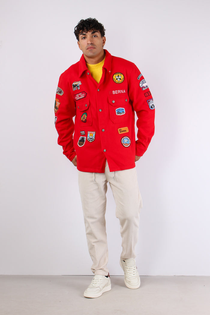 Giacca Misto Lana Patch Rubino