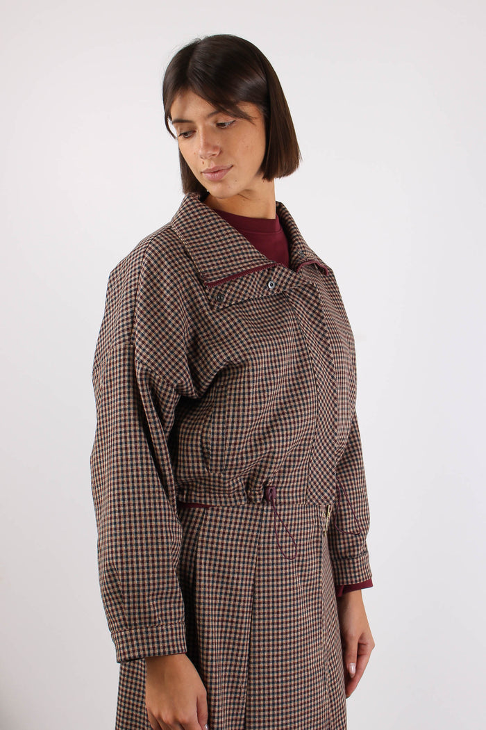 Bomber Pied De Poule Bordeaux/blu-8