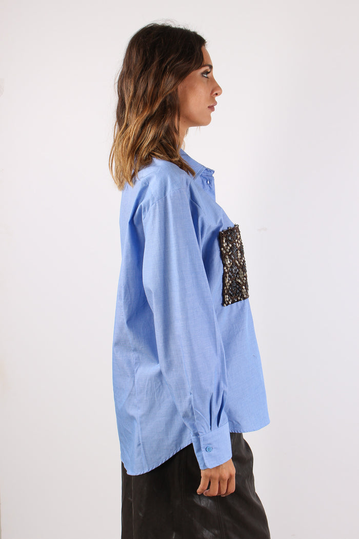 Camicia Tasche Paillettes Oxford-6