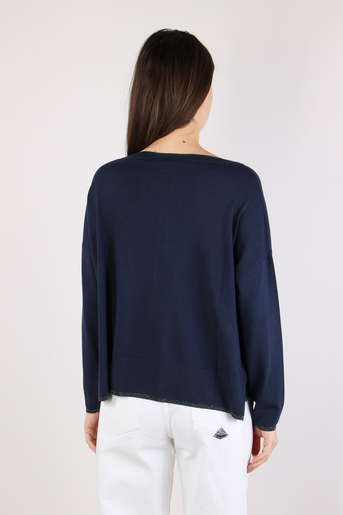 Maglia Scatoletta Lurex Blu Navy-5