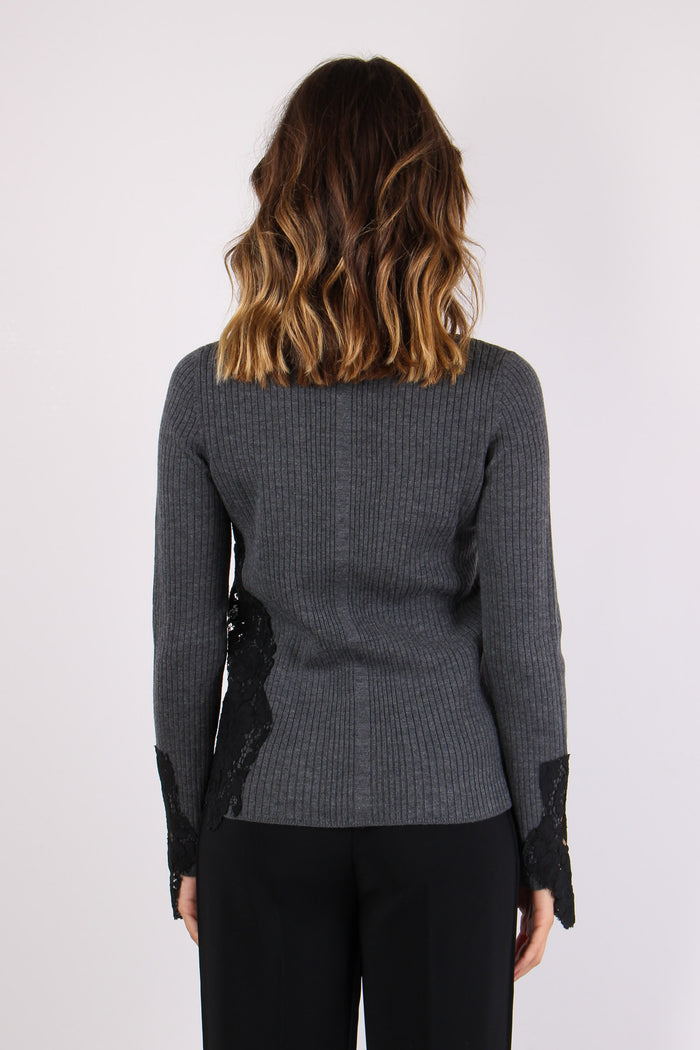 Samoa Maglia Inserto Pizzo Grigio/azul-4