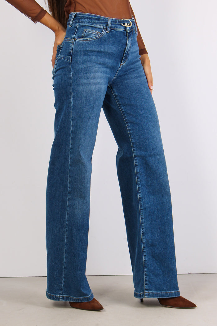 Denim Flare Cintura Denim Medio-7