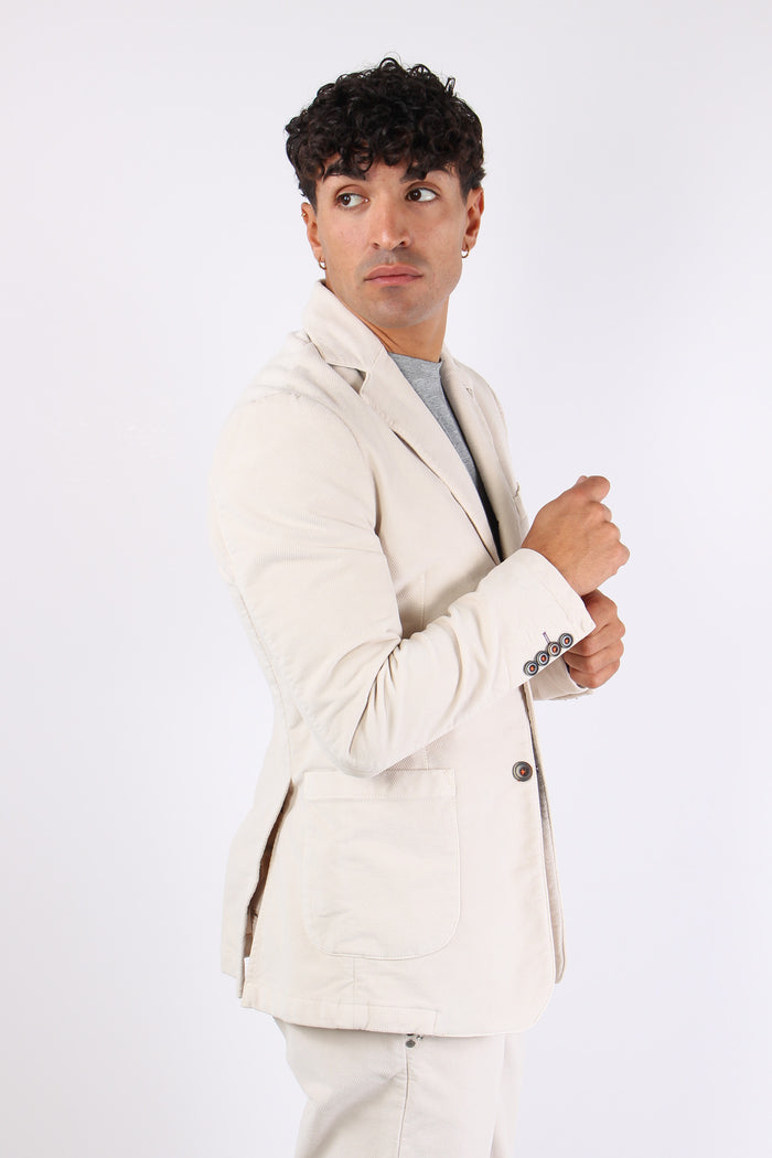 Giacca Velluto Liscio Panna-6