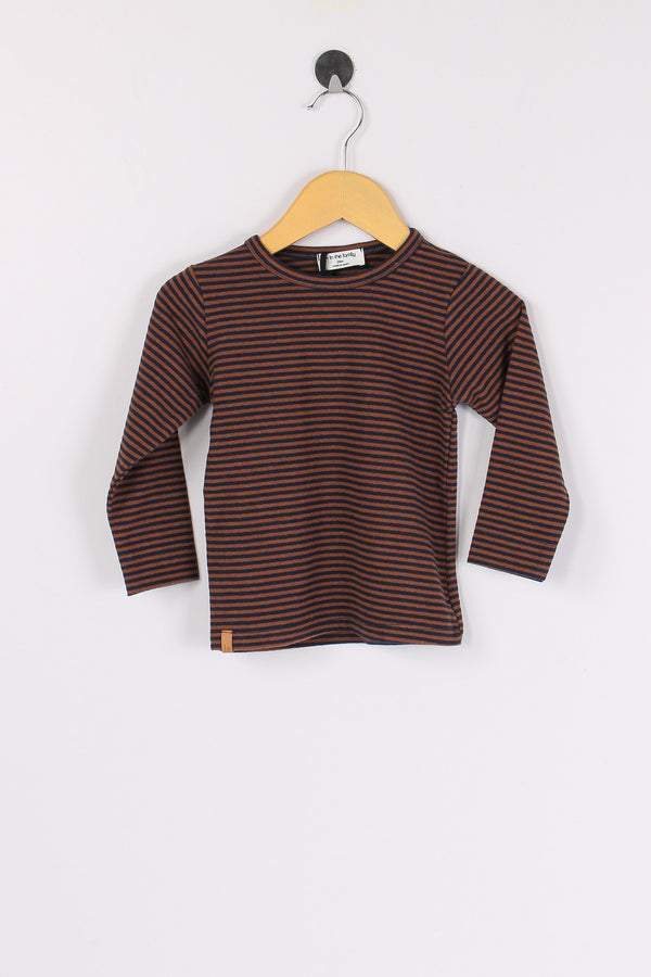 T-shirt Ml Micro Riga Castagna/blu