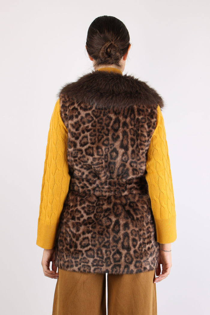 Princess Gilet Ecopelliccia Cinturato Multi Moro-5