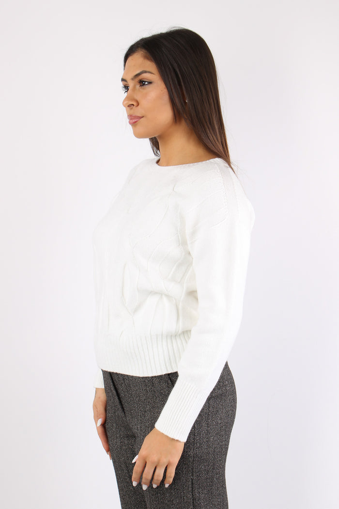 Maglia Viscosa Treccia Panna-4