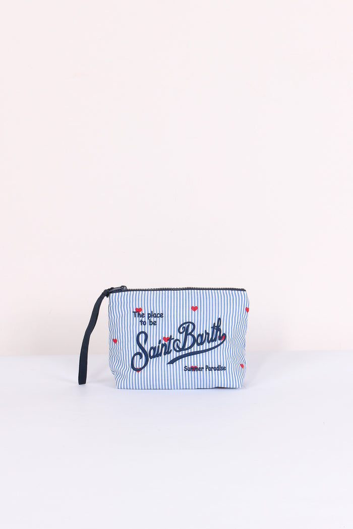Aline Pochette Cotone Righe Bianco/azzurro