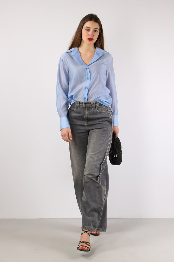 Camicia Regular Mussola Azzurro