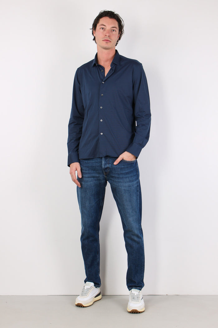 Camicia Tessuto Tecnico Micro Fantasia Dark Blue