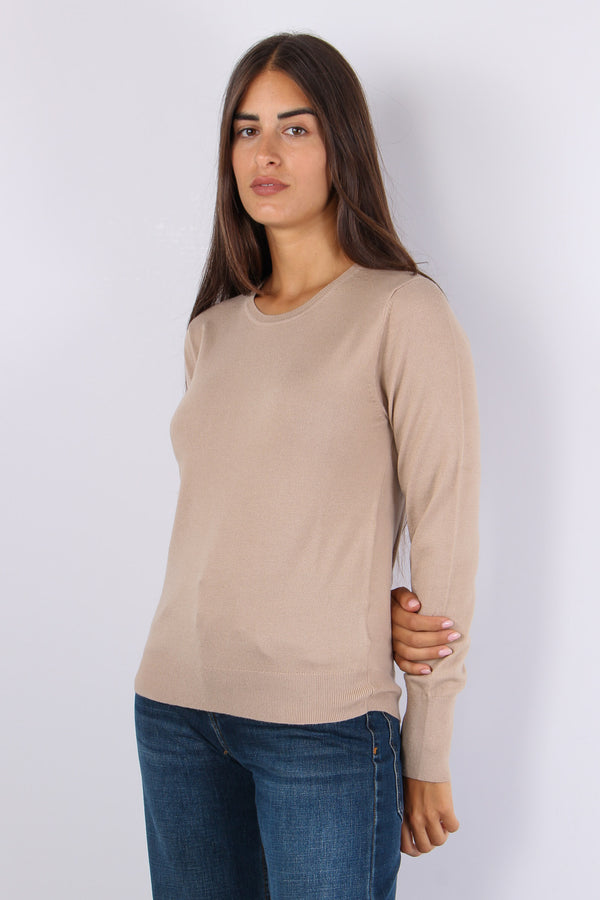 Maglia Girocollo Viscosa Cammello-2