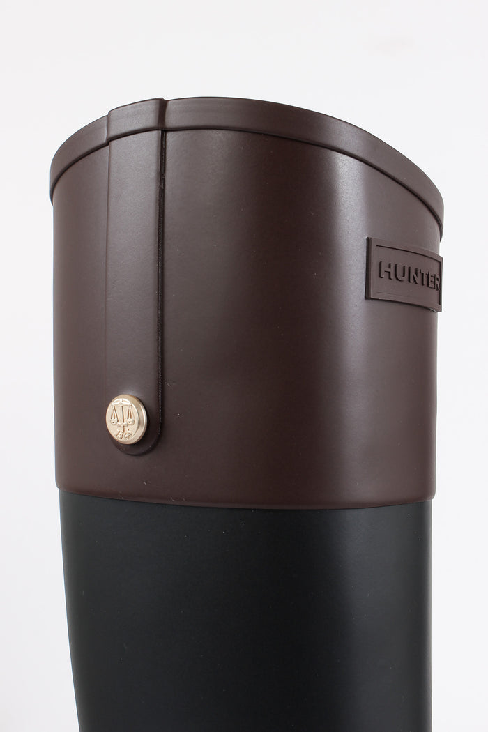 Refined Gold Trim Riding Boot Black/brown-6