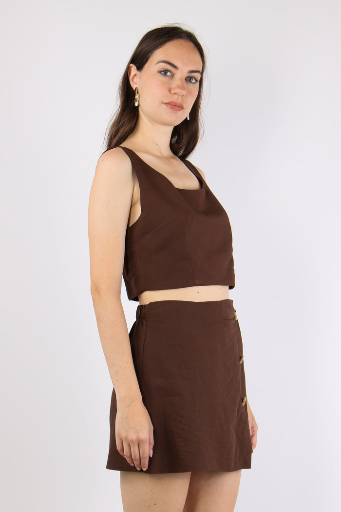 Gonna Pantalone Bottoni Caffe-7