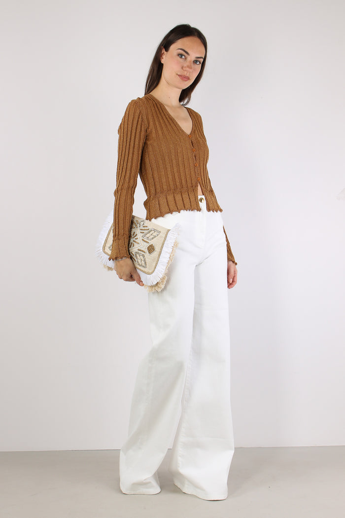 Cardigan Lurex Cammello-5