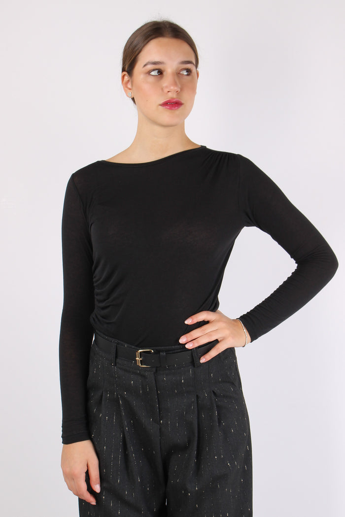 Maglia Girocollo Misto Cashmer Nero-5