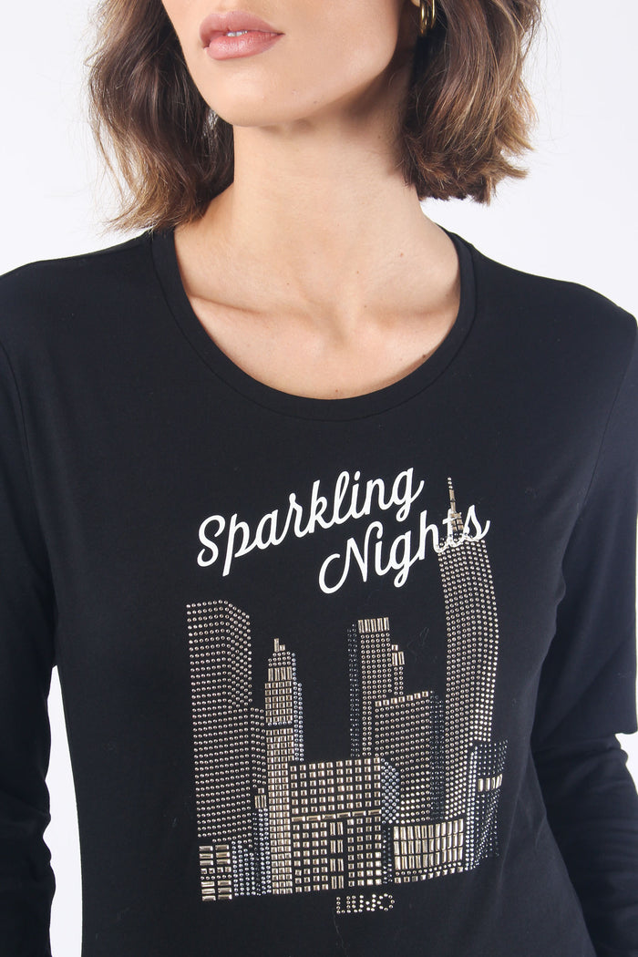 T-shirt Manica Lunga Stampa Sparkling Night-7