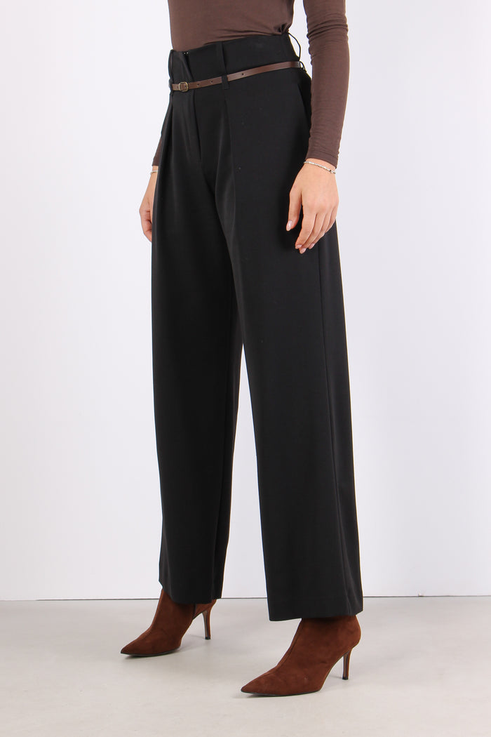 Pantalone Gamba Dritta Cintura Nero-3