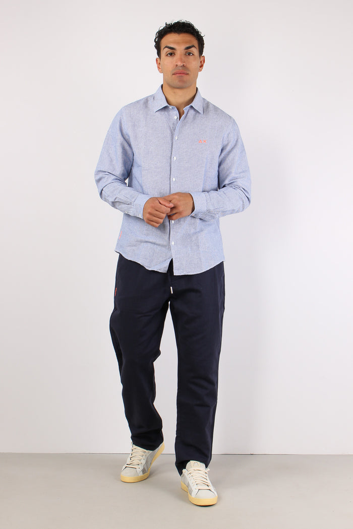 Camicia Misto Lino Riga Navy-3