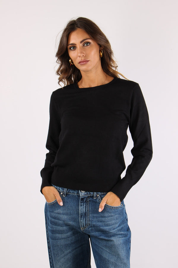 Maglia Girocollo Viscosa Nero-2
