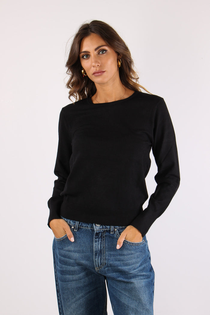 Maglia Girocollo Viscosa Nero-2