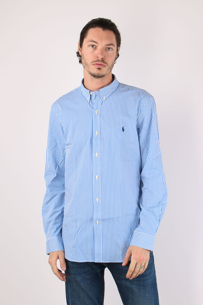 Camicia Slim Popeline Riga Light Blu/white-3