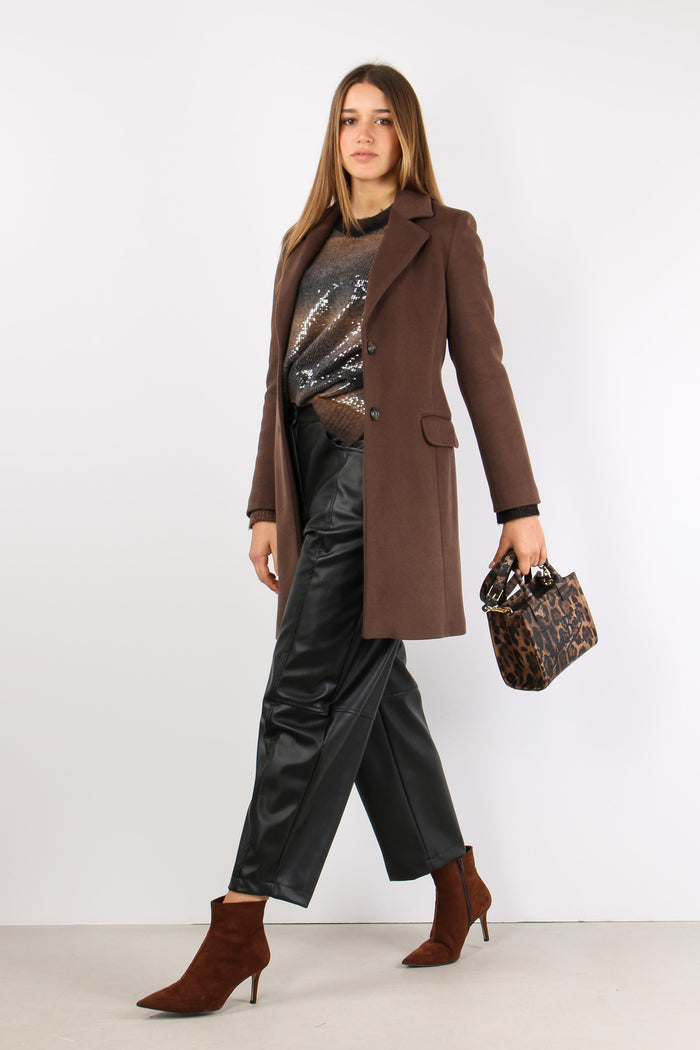 Cappotto Basico 2 Bottoni Moro-5