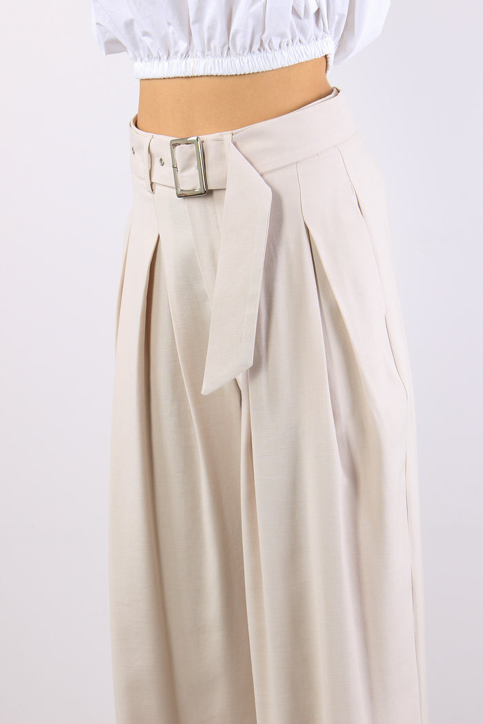 Pantalone Multi Pences Cintura Sabbia-7