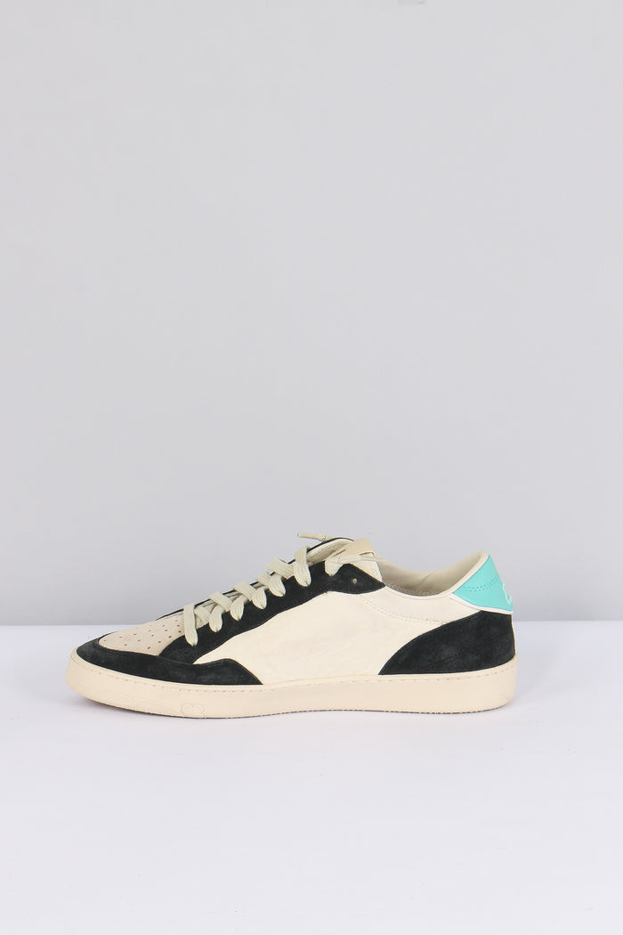 Sneakers Bimateriale Tela Beige/black-7