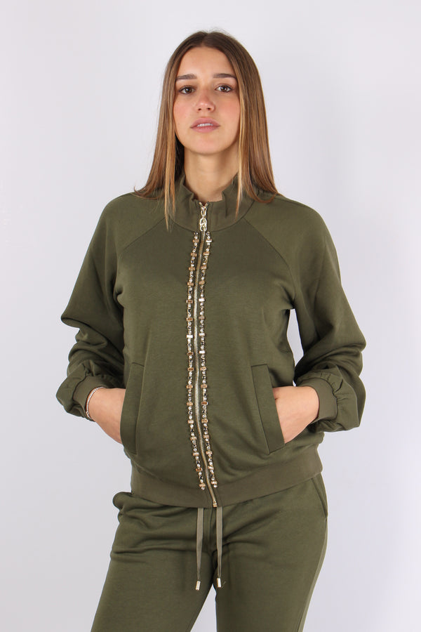 Felpa Zip Castone Olive Night-2
