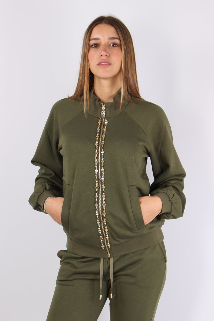 Felpa Zip Castone Olive Night-2