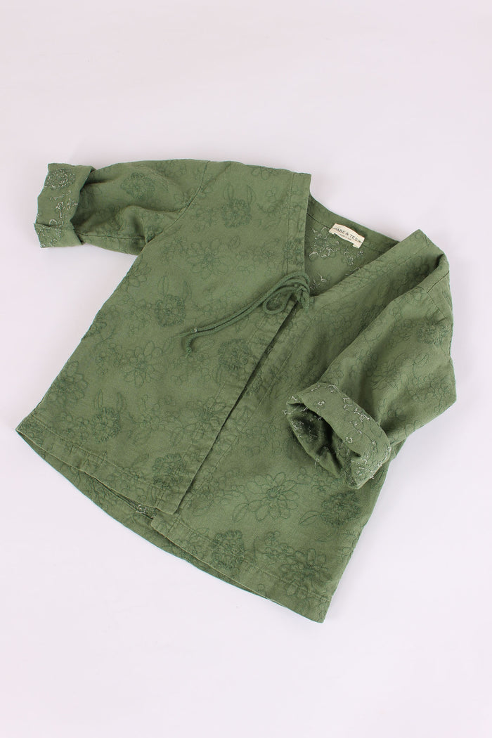 Kimono Ricamo Tono Su Tono Ginepro-4