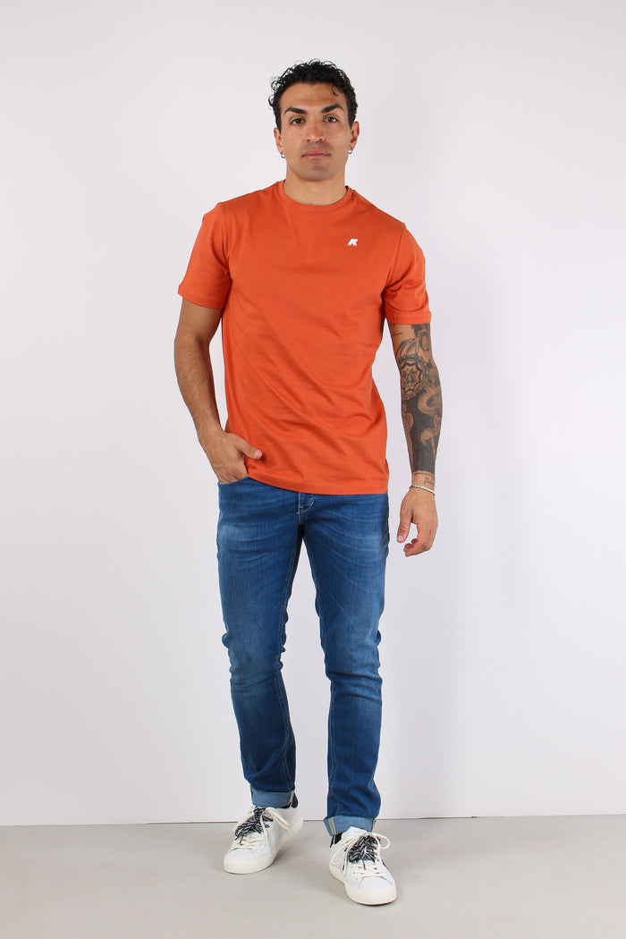 T-shirt Basica Logo Contrasto Orange-5