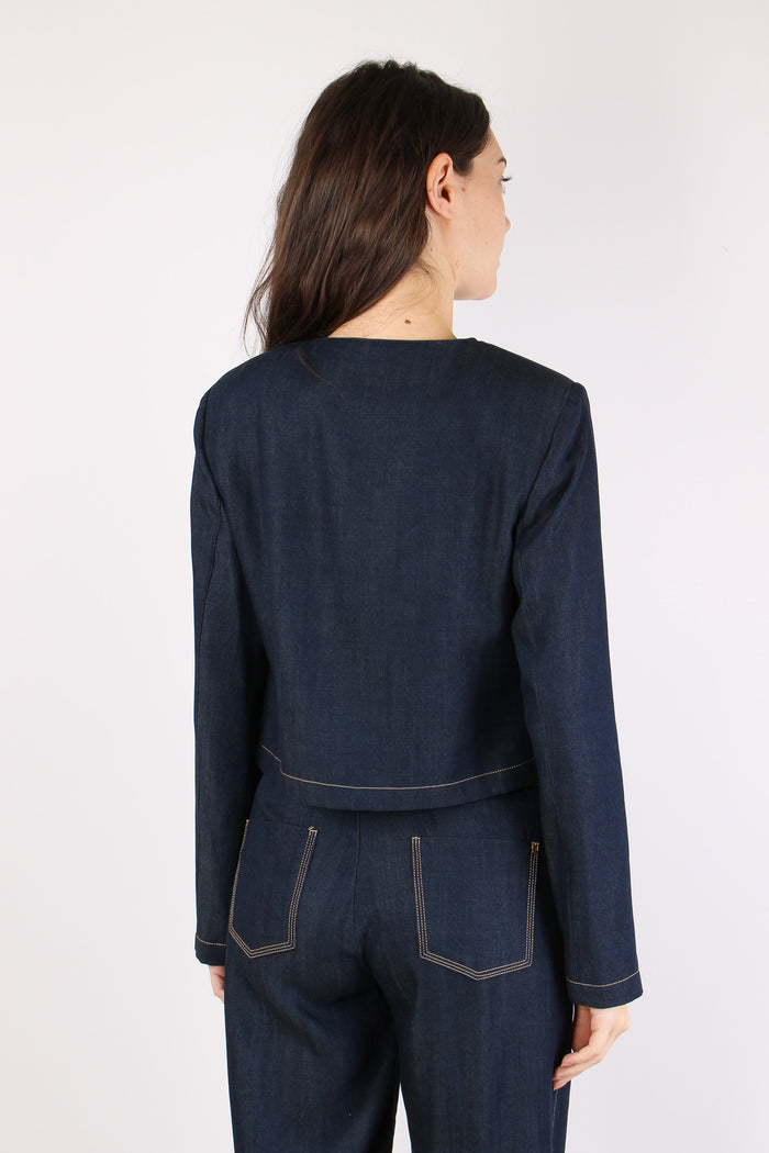 Giacca Chambry Bottoni Blu Denim-5