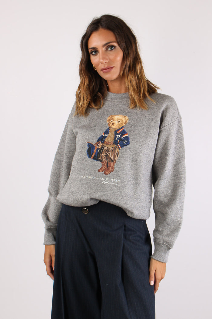 Felpa Pile Stampa Orso Dark Vintage Heather-2